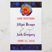 Gothic Rose Damask Wedding Program Flyer Design