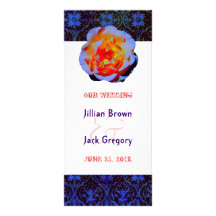 Gothic Rose Damask Wedding Program Rack Cards