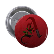 Gothic Rose Monogram A Button