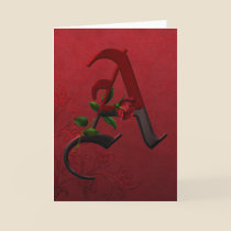 Gothic Rose Monogram A cards