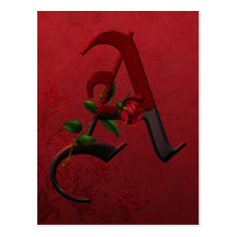 Gothic Rose Monogram A Post Cards