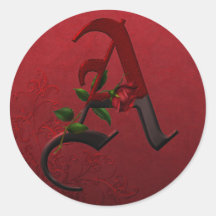 Gothic Rose Monogram A Sticker