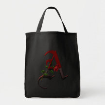 Gothic Rose Monogram A Tote Bag