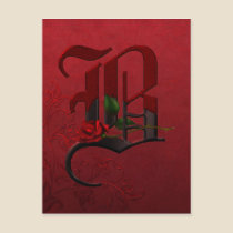 Gothic Rose Monogram B postcards