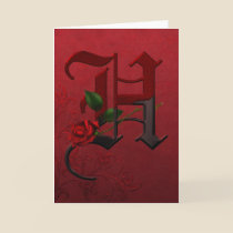 Gothic Rose Monogram H cards