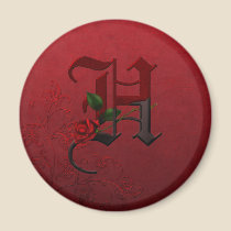 Gothic Rose Monogram H magnets