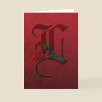 Gothic Rose Monogram K cards