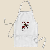 Gothic Rose Monogram N aprons