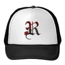 Gothic Rose Monogram R Hats