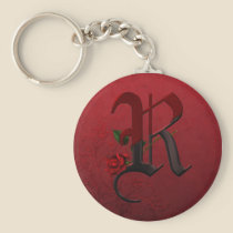 Gothic Rose Monogram R keychains