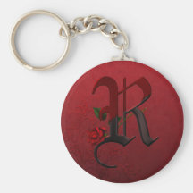 Gothic Rose Monogram R Keychains
