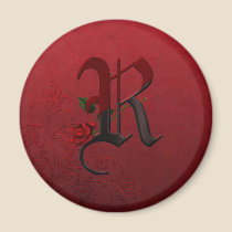 Gothic Rose Monogram R magnets