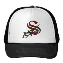Gothic Rose Monogram S Trucker Hats
