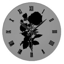 Gothic Rose Silhouette Round Wall Clocks