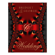 Gothic Satin Red+Black Wedding Invitation