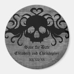 Gothic save the date fanged vampire skull fridge magnet