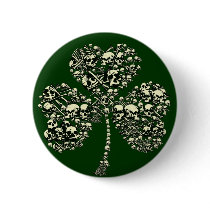 Gothic Shamrock Skulls Buttons