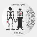 Gothic Skeleton Bride & Groom Save the Date Label Sticker