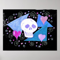 Gothic Skull and Hearts by Wendy C. Allen