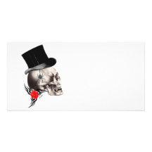 Gothic skull and rose tattoo photo cards