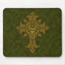 Gothic Skull Cross (green) Mousepads