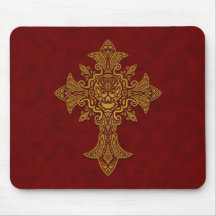 Gothic Skull Cross (yellow & red) Mousepad