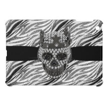 Gothic Skull Diamonds & Zebra Print iPad Mini Case
