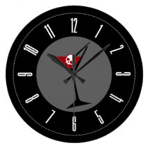 Gothic Skull Martini Round Clock