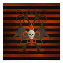 Gothic skull on orange fleur de lys Halloween Photographic Print