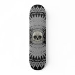 Gothic Skull Tribal Design: Skateboard: Grey