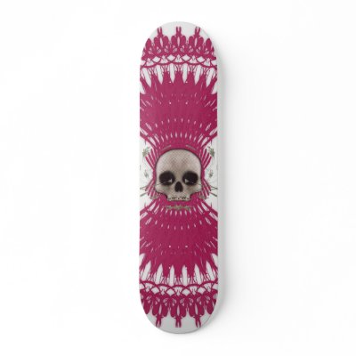 Gothic Skull Tribal Design: Skateboard: Hot Pink by spiritswitchboard
