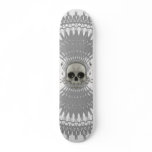 Gothic Skull Tribal Design: Skateboard: Silver