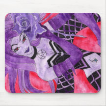 Gothic Vampire Mermaid Purple Rose Mousepad