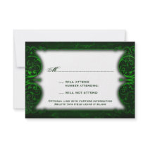Gothic Victorian Ghoulish Green RSVP Custom Invite