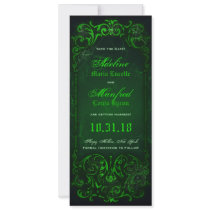 Gothic Victorian Ghoulish Green Save the Date Custom Invites