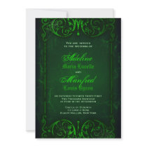 Gothic Victorian Ghoulish Green Wedding Invitation