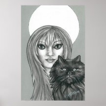 Gothic Witch and Black Cat  Poster