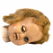 GOTHY DEAD DOLL HEAD PHOTO SCULPTURE KEYCHAIN