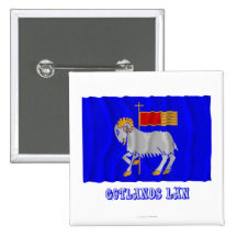 Gotlands län waving flag with name pinback button