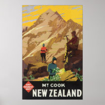 Govt Tourist Dept Mt Cook New Zealand, Vintage Print