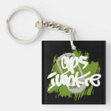 GPS Junkie Geocaching Keychain Square Acrylic Key Chains
