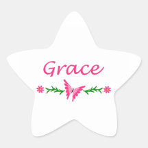 Grace (Pink Butterfly) Star Sticker