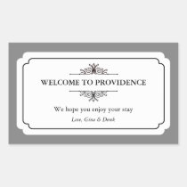 Graceful border black grey out of town gift bag stickers