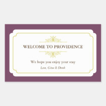 Graceful border plum purple out of town gift bag stickers