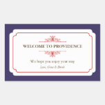 Graceful border red navy blue out of town gift bag sticker