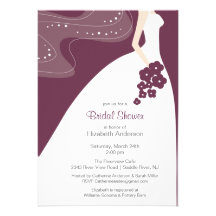 Graceful Bride Bridal Shower Invitation Plum