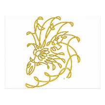 graceful dragon head, gold post cards