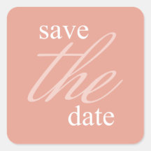 Graceful Save The Date Label (Peach) Square Stickers