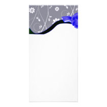 Graceful White floral and Bluish Ribbon Customized Photo Card