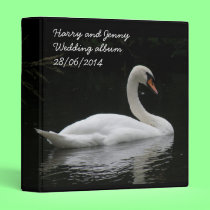 Graceful White Swan Custom Wedding Album binders